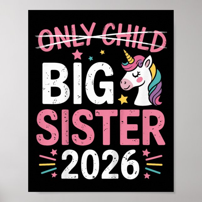 Kids Only Child Crossed Out Big Sister 2026 T-shir Poster (Front)