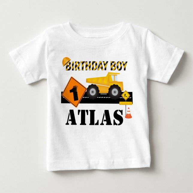 Kids or Toddler Construction Birthday Raglan Shirt (Front)