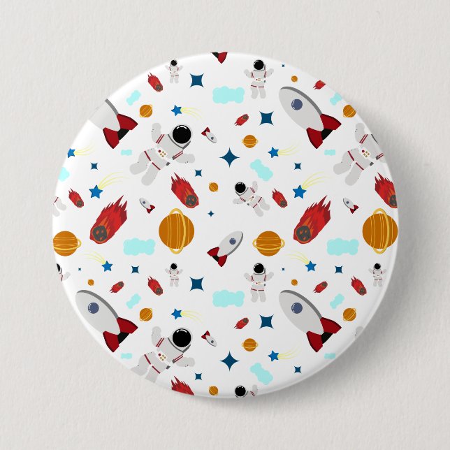 Kid's Outer Space & Astronaut Pattern 7.5 Cm Round Badge (Front)