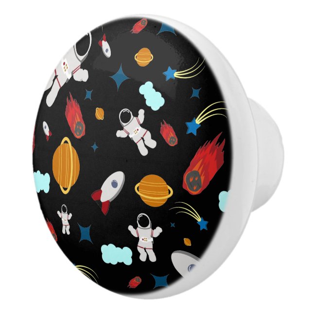 Kid's Outer Space & Astronaut Pattern Ceramic Knob (Right)
