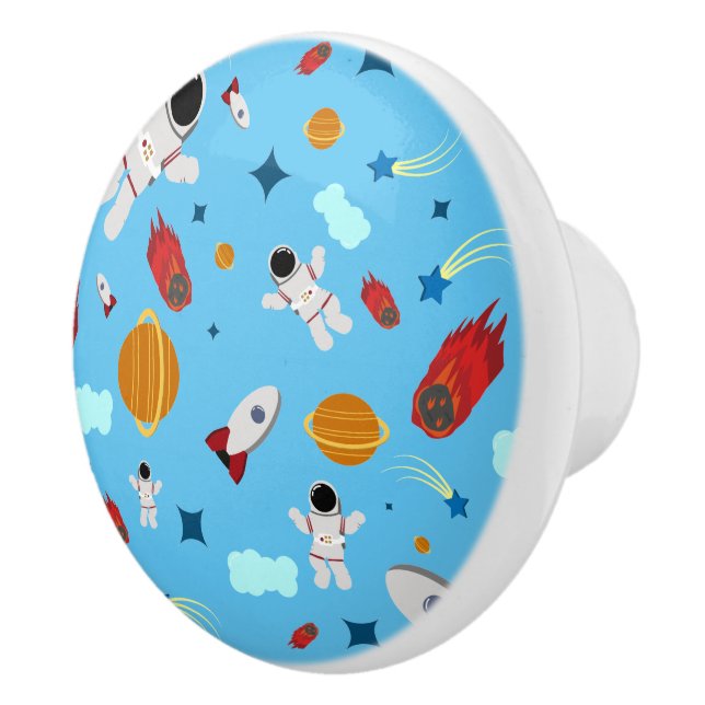 Kid's Outer Space & Astronaut Pattern Ceramic Knob (Right)