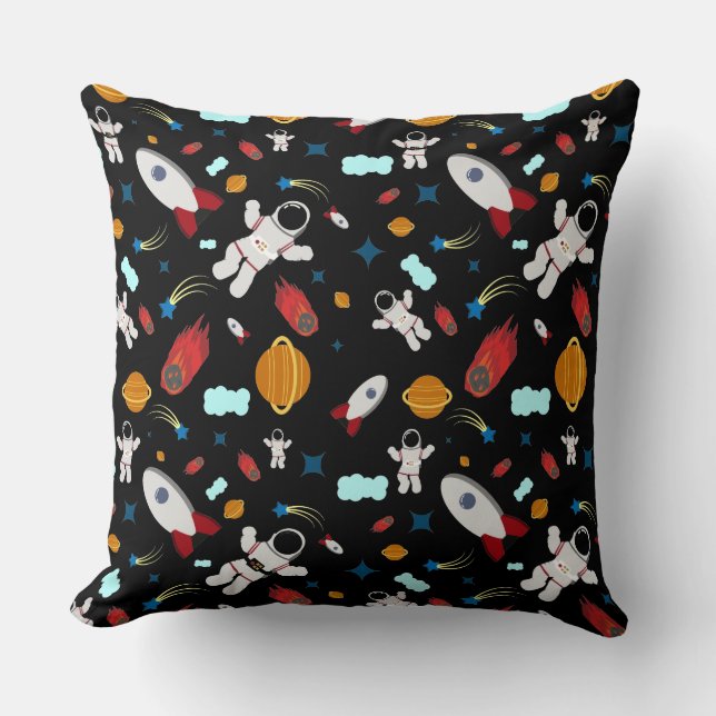 Kid's Outer Space & Astronaut Pattern Cushion (Front)
