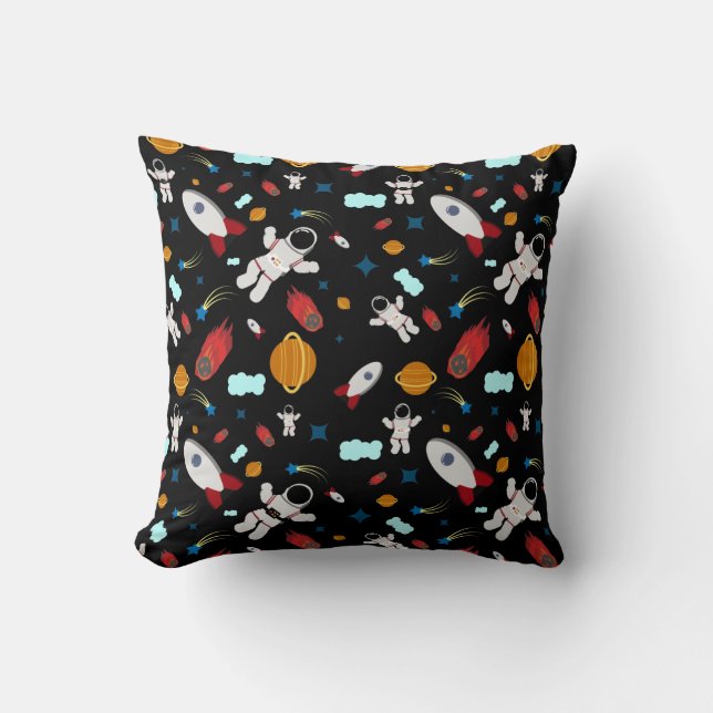 Kid's Outer Space & Astronaut Pattern Cushion (Front)