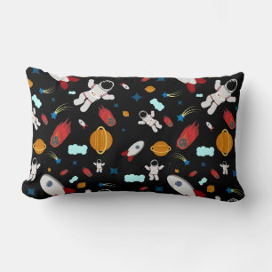 Kid's Outer Space & Astronaut Pattern Lumbar Cushion