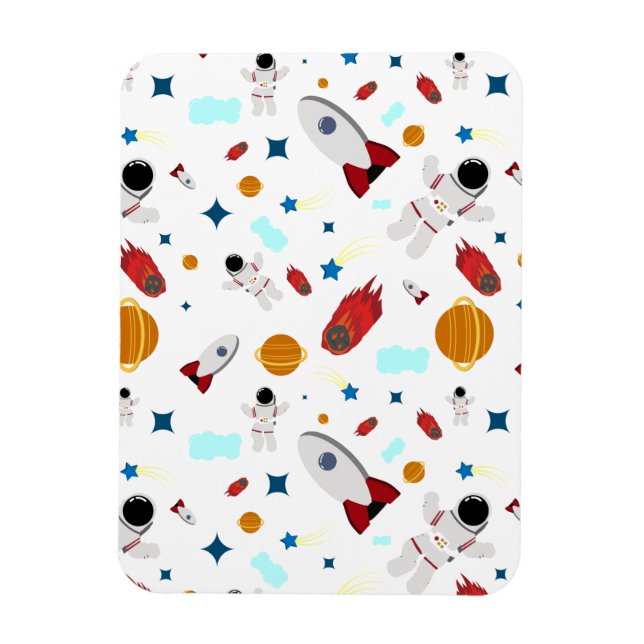 Kid's Outer Space & Astronaut Pattern Magnet (Vertical)