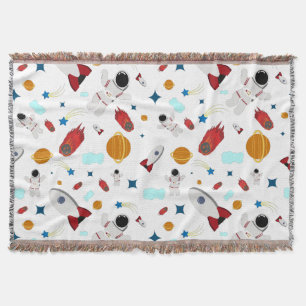 Kid's Outer Space & Astronaut Pattern Throw Blanket