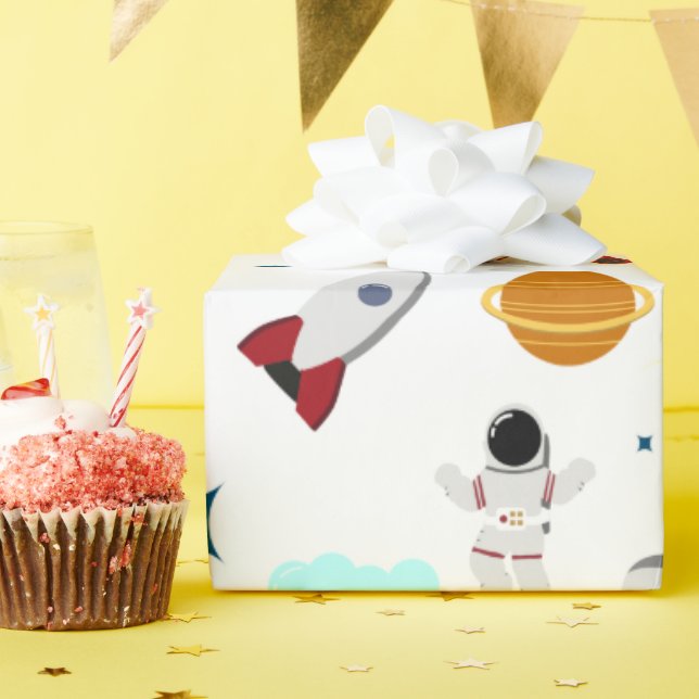 Kid's Outer Space & Astronaut Pattern Wrapping Paper (Birthday Party)