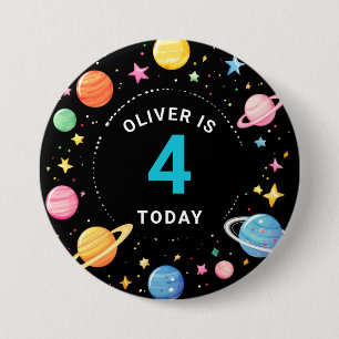 Kids Outer Space Planets Birthday Name Badge