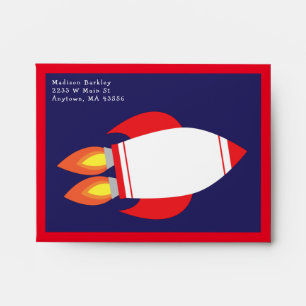 Kids Outer Space Rocket Ship Cute Envelope