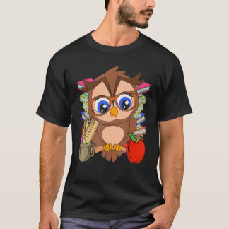 Kids Owl Forest Animal Wise Bird School Student O T-Shirt