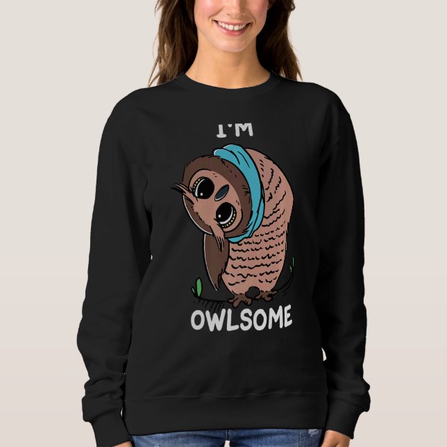 Kids Owl   Girls Boys Pun Joke Bird I'm Owlsome  2 Sweatshirt (Front)