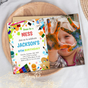 Kids Paint Birthday Invitations with photo