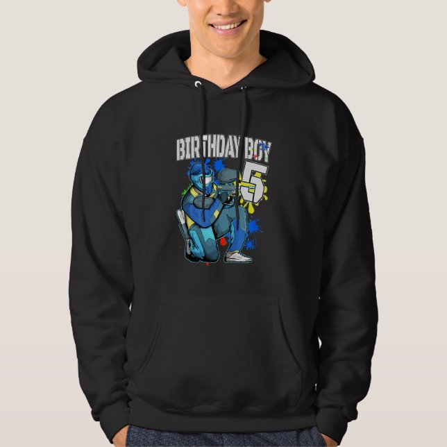 Kids Paintball Birthday Boy 5 Year Old Boys 5th Bi Hoodie (Front)