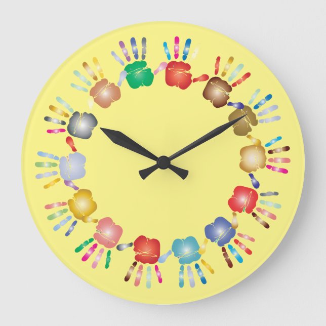 Kids Painted Hands Large Clock (Front)