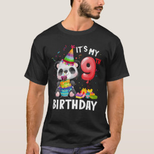 Kids Panda 9Th Birthday I'm 9 Years Old Boys Girls T-Shirt
