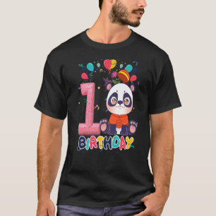 Kids Panda Birthday Party 1 Year Old Boy 1th Panda T-Shirt