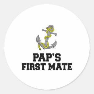 Kids Pap's First Mate Grandson Granddaughter Boat Classic Round Sticker