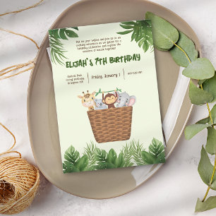 Kid's Park Green Nature Animals Cute Birthday Invitation