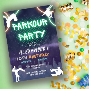 Kids Parkour Party Birthday Invitation