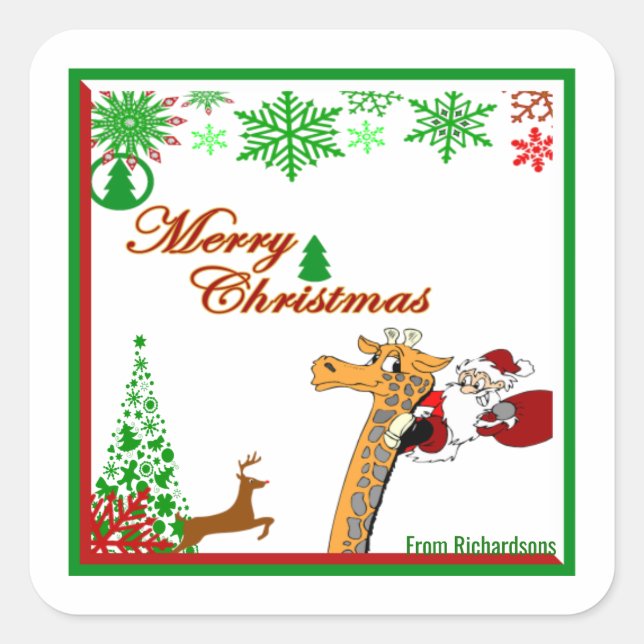   Kids Party Crafts Christmas Santa Square Sticker (Front)