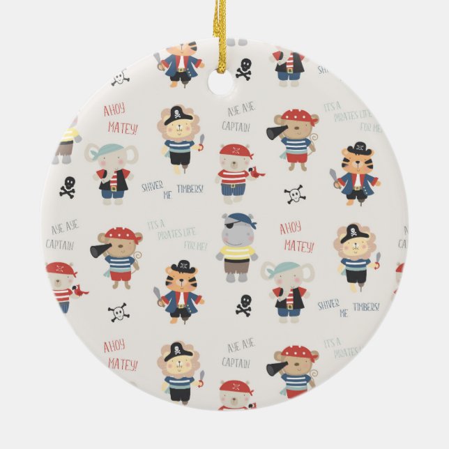 Kids Party Pirate Ceramic Ornament (Back)