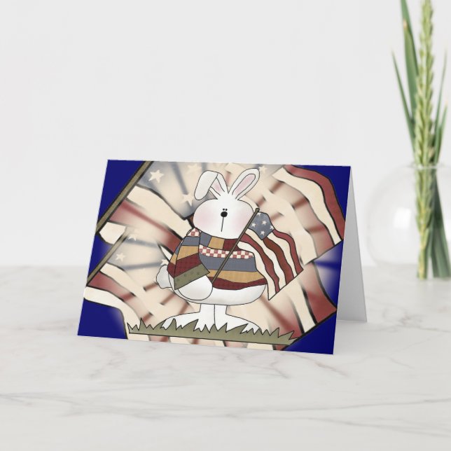Kids Patriotic Bunny T Shirts and Gifts Card (Front)