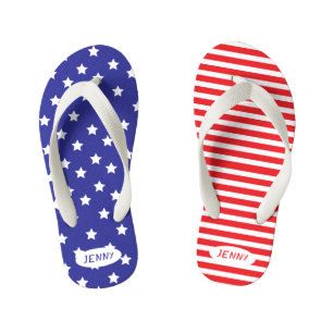 Kids Patriotic Flip Flops with Name