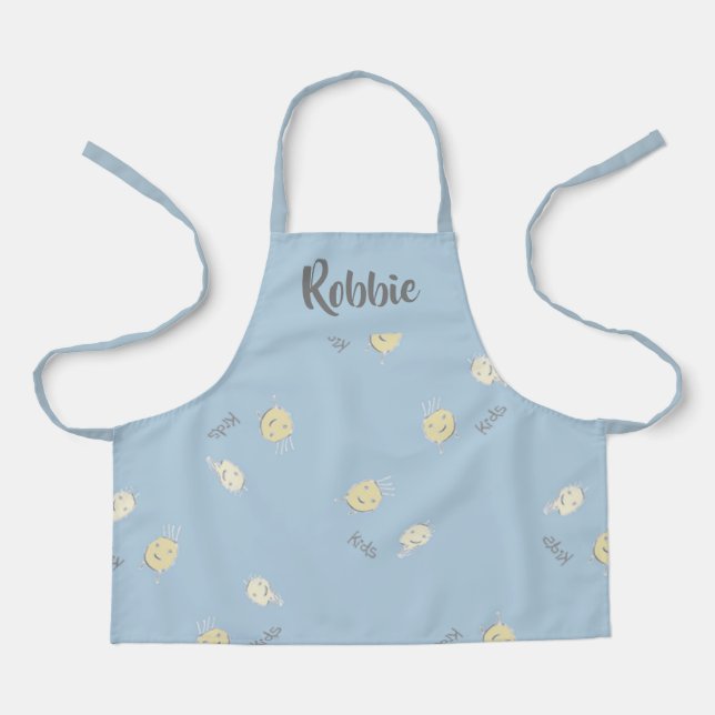 Kids pattern on blue apron (Front)