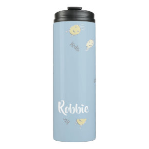 Kids pattern on blue thermal tumbler