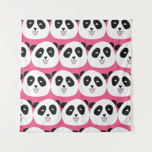Kids pattern Panda bear seamless vintage repeat. C Tapestry