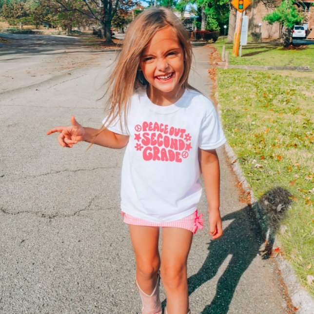 Kids Peace Out Second Grade T-Shirt in Pink (Creator Uploaded)
