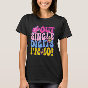 Kids Peace Out Single Digits Groovy Birthday Girl T-Shirt