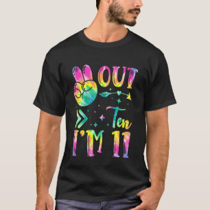 Kids Peace Out Ten I'm 11 Tie Dye Birthday T-Shirt