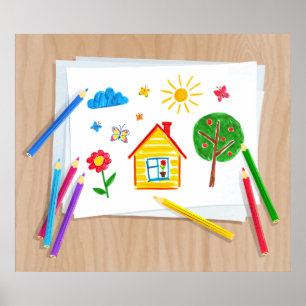 Kids Pencil Drawing Poster