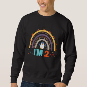 Kids Penguin 2nd Birthday Rainbow Penguin Birthday Sweatshirt