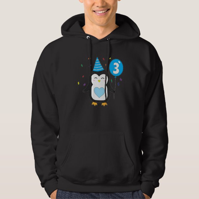 Kids Penguin Balloon 3rd Birthday Party Cake Wild  Hoodie (Front)