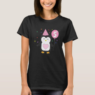 Kids Penguin Balloon 5th Birthday Party Cake Wild  T-Shirt