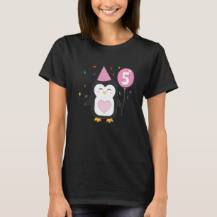 Kids Penguin Balloon 5th Birthday Party Cake Wild  T-Shirt