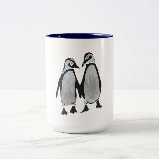 Kids Penguins Two-Tone Coffee Mug (Center)