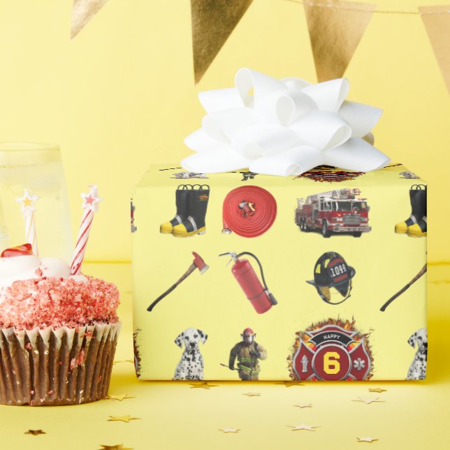 Kids Personalise Age Firefighter Birthday Paper (Birthday Party)