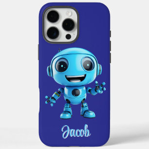 Kids Personalise Blue Robot  iPhone 16 Pro Max Case