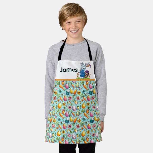 Kids Personalise Egg Painter  Apron (Worn)