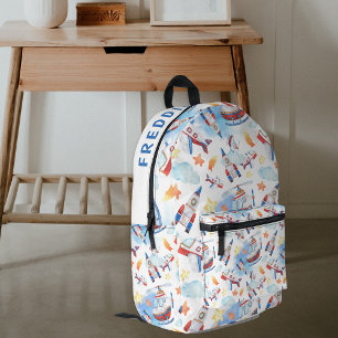 Kids Personalised Aviation Printed Backpack