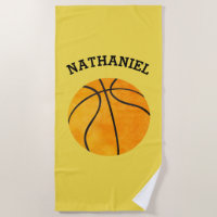 Kids Personalised Basketball Sports Orange Yellow