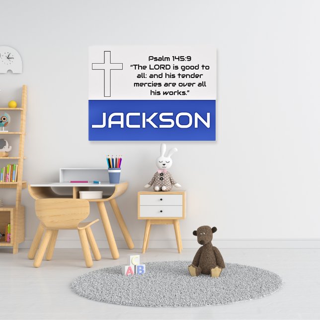 Kid's Personalised Blue Grey Biblical  Poster (Creator Uploaded)