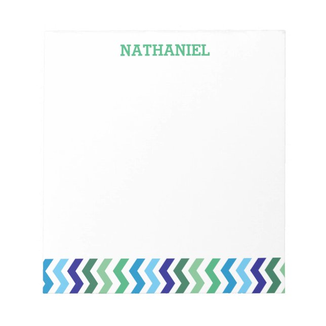 Kids Personalised Chevron Modern Simple Boys Notepad (Front)
