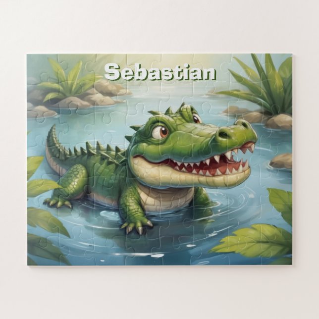 Kids Personalised Crocodile  Jigsaw Puzzle (Horizontal)