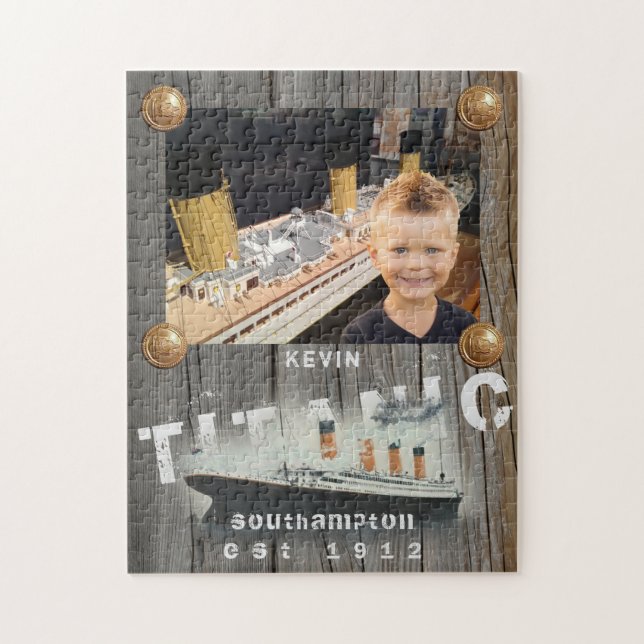 Kids Personalised Custom Photo Rustic Titanic Jigsaw Puzzle (Vertical)