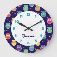 Kids Personalised Cute Owl Pattern Blue Animal