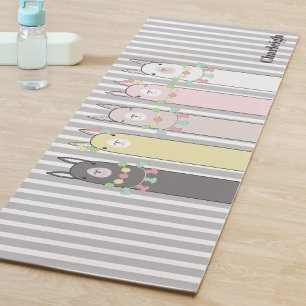 Kids Personalised Cute Retro Colourful Llamas Yoga Mat